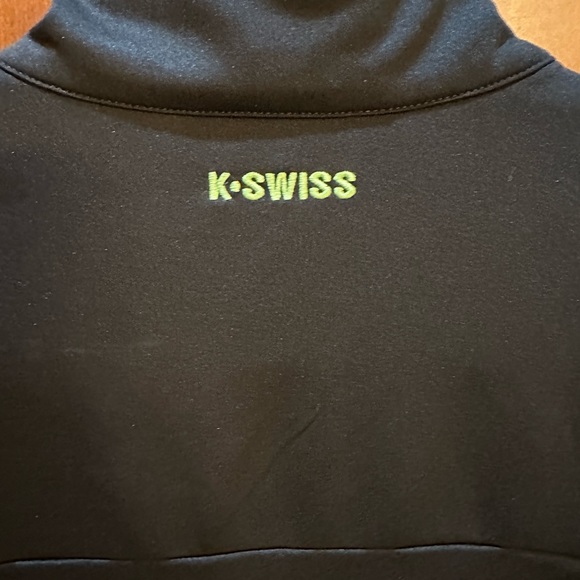 K Swiss Zip Up with Neon Green Piping Track Black Jacket Size L - Picture 5 of 10